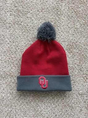 University of Oklahoma OU Pom Beanie - Crimson and Gray Unisex One Size